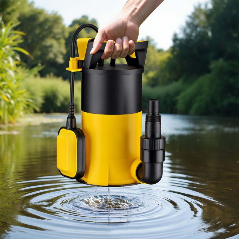 Uppopumppu 550 W, 12 500 l/h, 3-in-1 matalaimupumppu 1 mm, kellukskytkin, kellarille ja puutarhaan