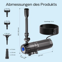 SunSun CUP-129 lampupumppu, biosuodatin ja UVC-puhdistin 1000 l/h, 4 suihkulähdesuutinta
