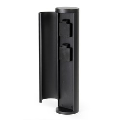 Puutarhan pistorasiapylväs 2 pistorasiaa, alumiini, IP44, musta, 90 x 90 x 380 mm