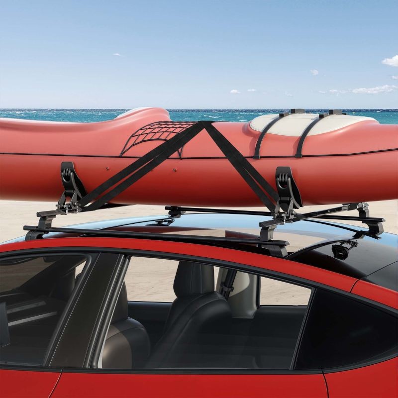 Kajakki- ja SUP-lautatelineiden sarja 4 kpl, musta teräs, max 70 kg, säädettävä kulma