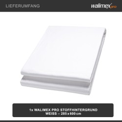 Walimex pro kangastausta 2,85 x 6 m, valkoinen, polyesteri 120 g/m², putkitasku
