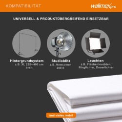 Walimex pro kangastausta 2,85 x 6 m, valkoinen, polyesteri 120 g/m², putkitasku