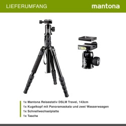Mantona DSLM Travel alumiininen matkajalka, max. kantavuus 5 kg, kuulapää