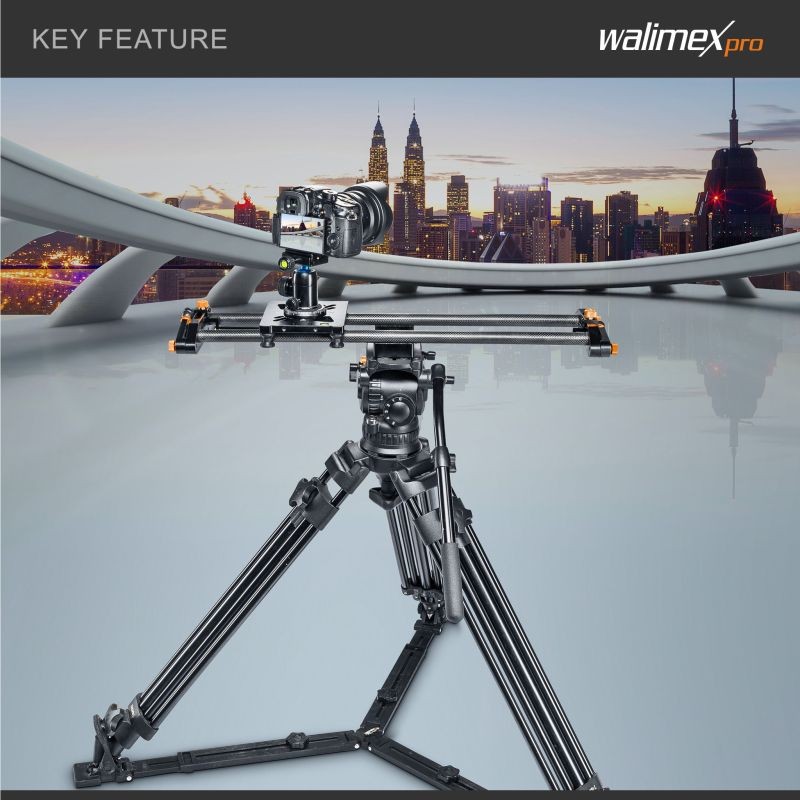 Walimex pro Carbon Video Slider Pro 50 cm kameravaunu, musta, hiilikuitu