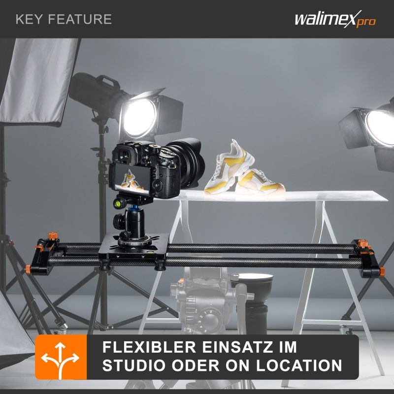 Walimex pro Carbon Video Slider Pro 50 cm kameravaunu, musta, hiilikuitu