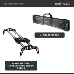 Walimex pro Carbon Video Slider Pro 50 cm kameravaunu, musta, hiilikuitu