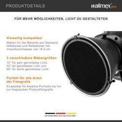 Walimex pro 3-osainen kennosetti standardireflektoreille I ja II, 10°, 30°, 60°