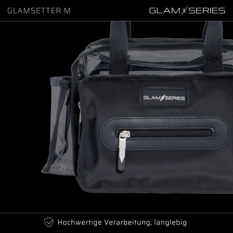 GlamSeries GlamSetter M meikkilaukku 230 x 120 x 180 mm, musta, läpinäkyvä