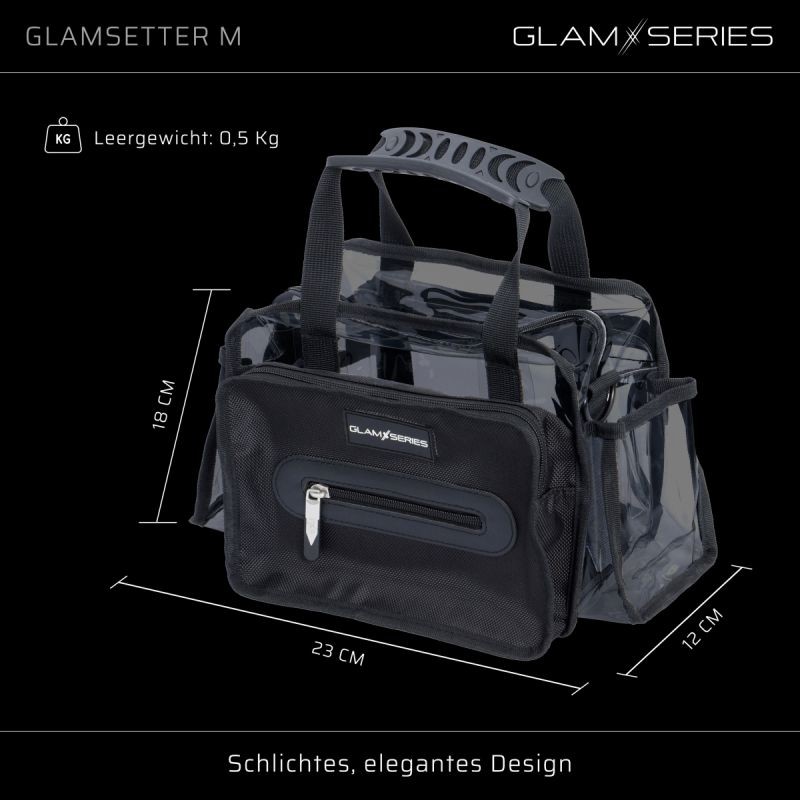 GlamSeries GlamSetter M meikkilaukku 230 x 120 x 180 mm, musta, läpinäkyvä