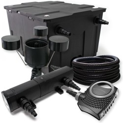 Lampisuodatinsetti: CBF-550 60000 l, NEO-10000 pumppu 10000l/h, CUV-236 UVC-kirkastin 36 W, CSP-250 pintasihti