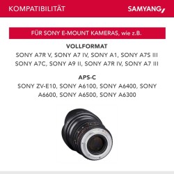 SAMYANG Video DSLR II 24 mm T1 5 video objektiivi Sony E manuaalinen tarkennus musta