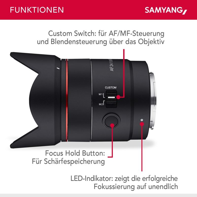 Samyang AF 24mm F1.8 laajakulmaobjektiivi Sony E / FE