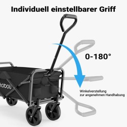 Toboli taitettava vetokärry maastokäyttöön, musta, 100 kg kantavuus