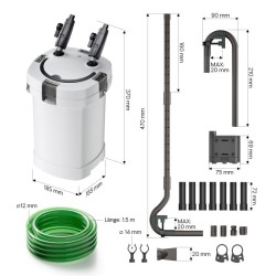 SunSun HW-504A akvaarion ulkofilteri 800 l/h 15 W 4-vaiheinen sis. suodatusmateriaalin