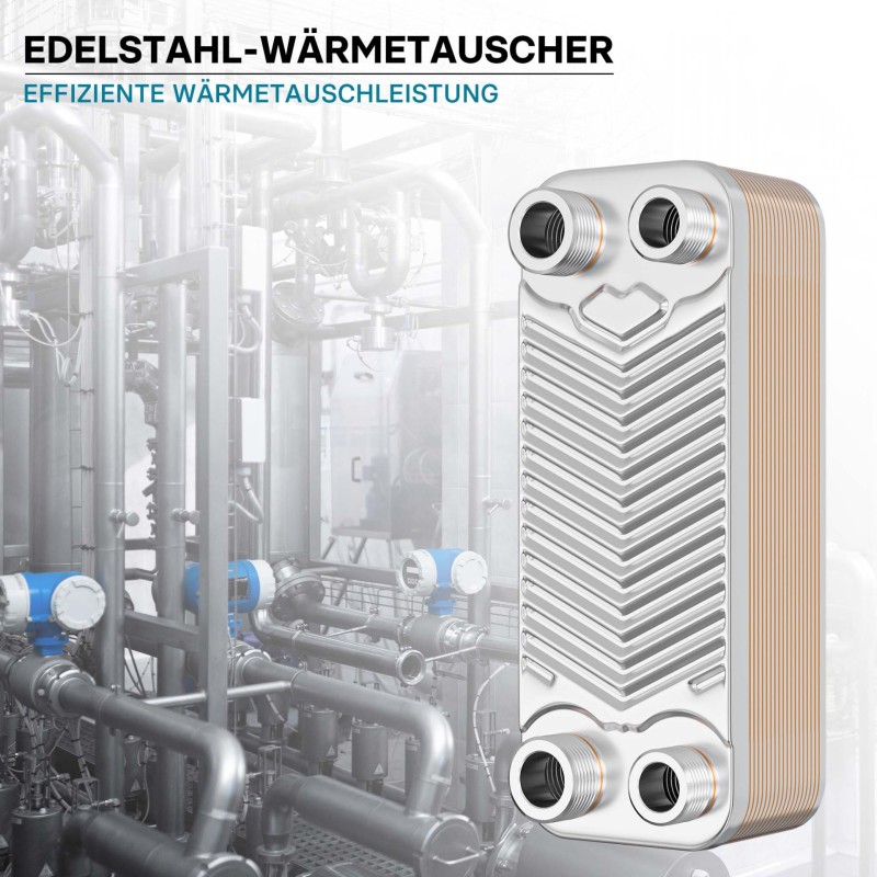 Ruostumaton levylämmönvaihdin, 20 kpl, max 44 kW, 4 m³/h
