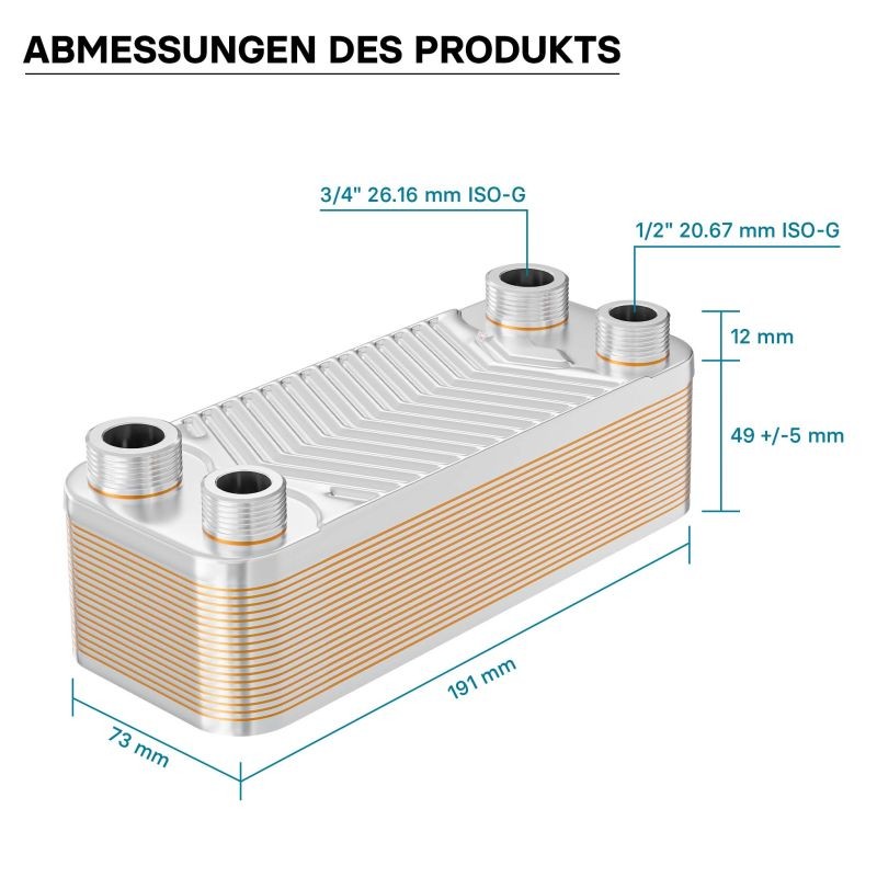 Ruostumaton levylämmönvaihdin, 20 kpl, max 44 kW, 4 m³/h