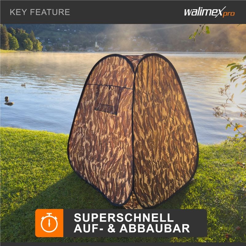 Walimex pro Pop-up-naamiointiteltta luontokuvaukseen ja eläinten tarkkailuun, 1100 x 1100 x 1400 mm, ruskea