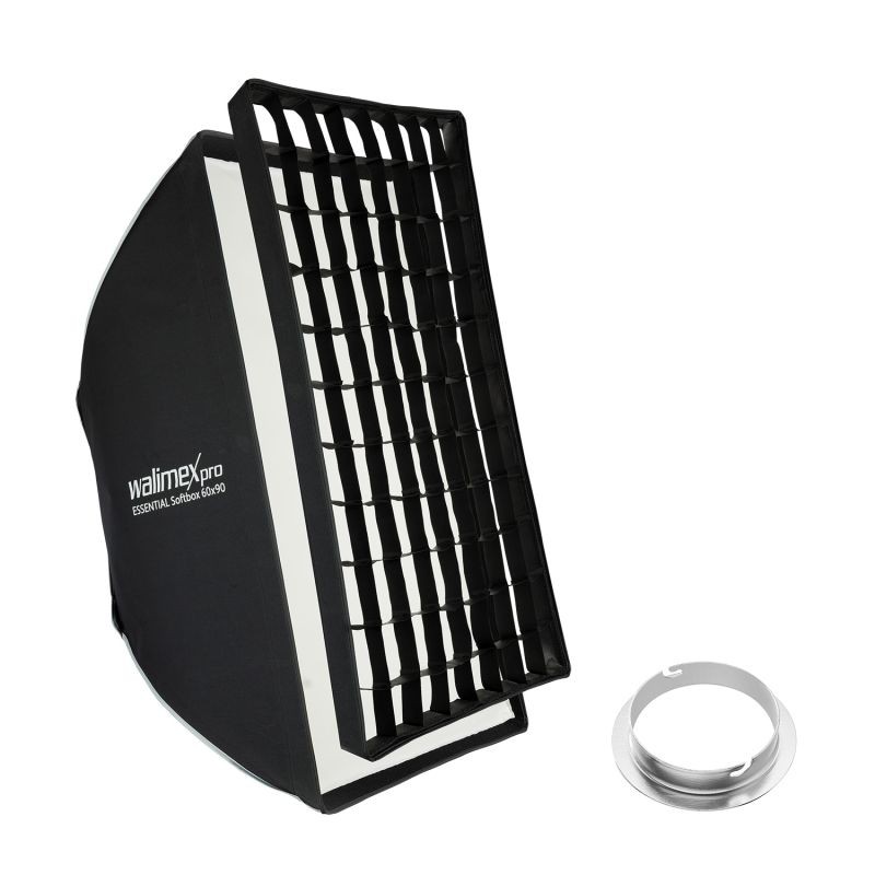 Walimex pro Essential Striplight-softbox 60 x 90 cm, Bowens- ja Elinchrom-adapterit, kenno ja kuljetuslaukku