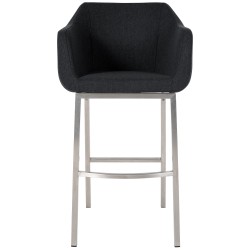 Monea huopaverhoiltu baarijakkara neljällä jalalla ja käsinojilla