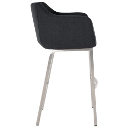 Monea huopaverhoiltu baarijakkara neljällä jalalla ja käsinojilla