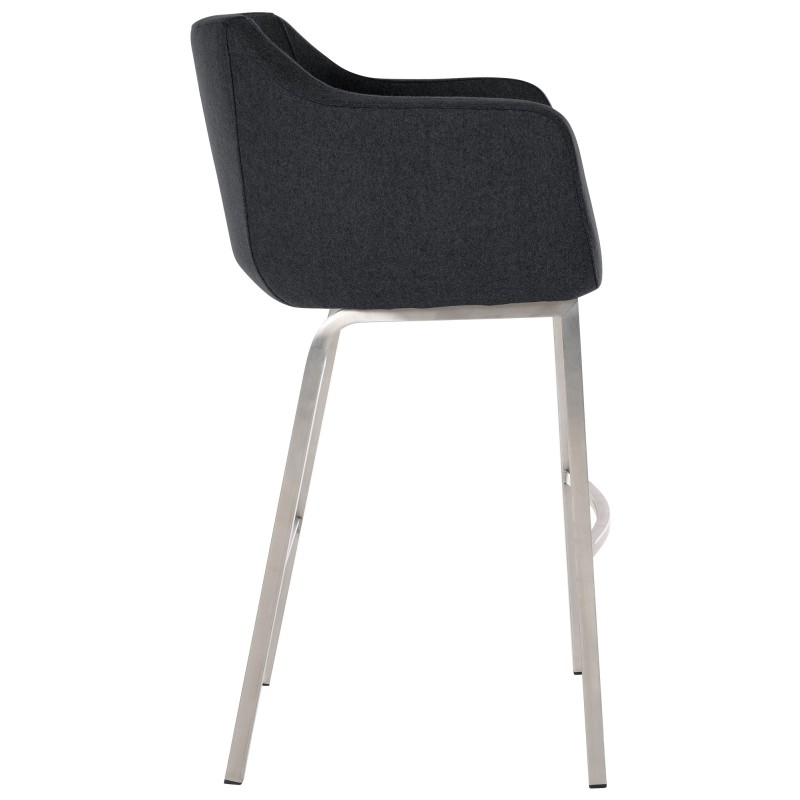 Monea huopaverhoiltu baarijakkara neljällä jalalla ja käsinojilla