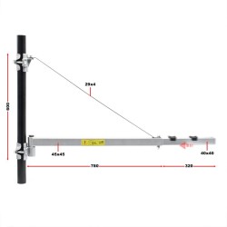 Kääntövarsiteline vaijerinostimille ja vinsseille, 600 kg, 1100 mm, hopea