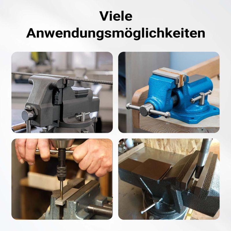 Ruuvipenkki terästä, 125 mm leuat, 80 mm puristussyvyys, pyöreä pohja, sininen