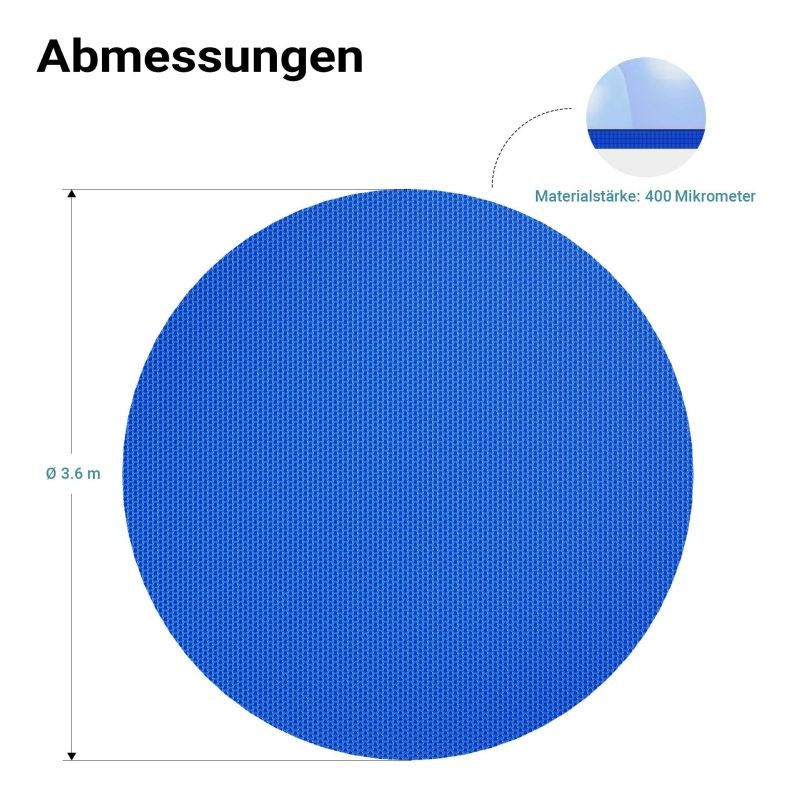 Pyöreä aurinkopeite uima-altaaseen 3,6 m, sininen, 400 µm PE