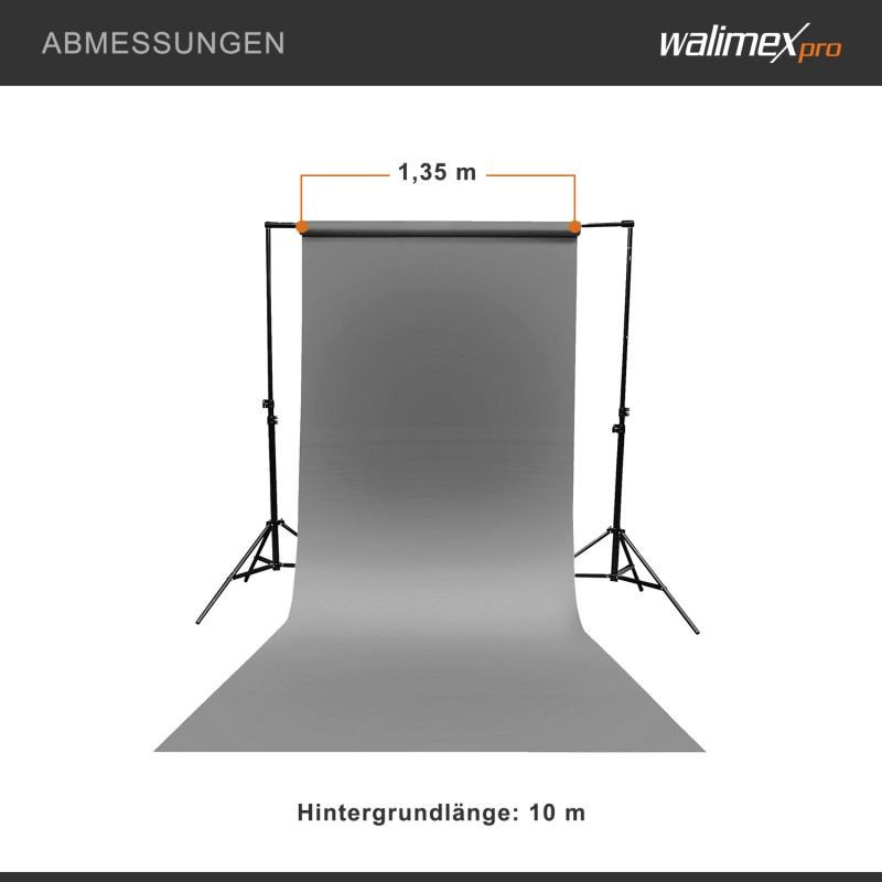 Walimex pro taustapaperi 1,35 x 10 m, harmaa, heijastamaton