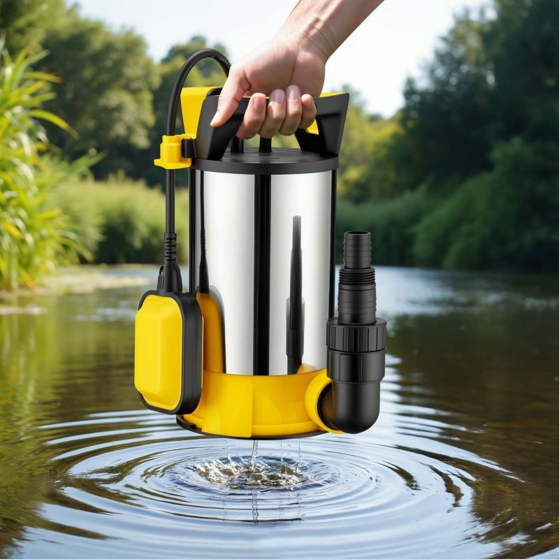 Likaveden uppopumppu 3-in-1 ruostumaton teräs 550 W, 12500 l/h, kellukskytkin, 1 mm imusyvyys