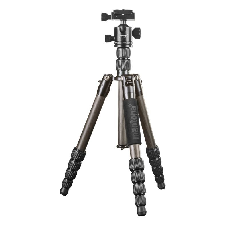 Mantona Light Traveller hiilikuitujalusta 133 cm, pallopää 5 kg, Arca-Swiss, monopod-toiminto