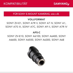 Samyang MF 35mm T1,5 VDSLR MK2 videobjektiivi Sony E, täyskennoinen ja APS-C