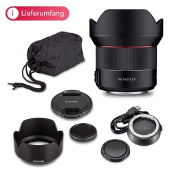 Samyang AF 14mm F2.8 Canon EF -laajakulmaobjektiivi ja Lens Station