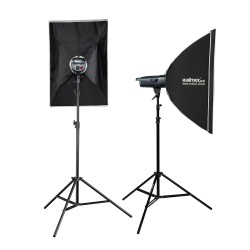 Walimex pro Emerger 400 studiosalamasetti 2 kpl 400 Ws 2 4 GHz softboxit 60 x 90 cm ja jalustat