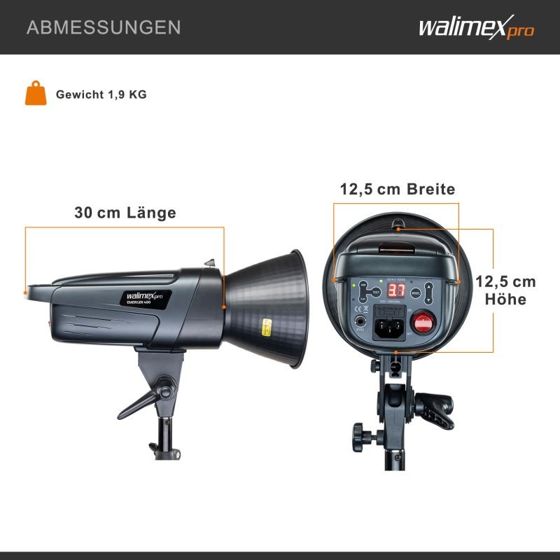 Walimex pro Emerger 400 studiosalamasetti, 2 kpl 400 Ws, 2,4 GHz, softboxit 60 x 90 cm ja jalustat