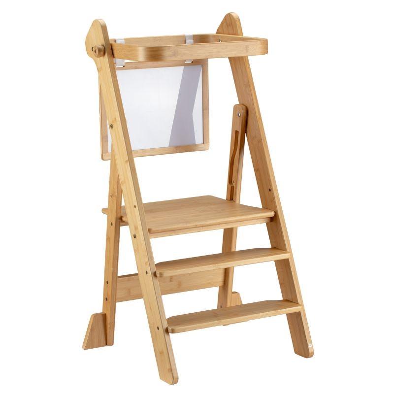 Taitettava oppimistorni bambu, 43 x 48 x 91 cm, säädettävä korkeus, luonnollinen