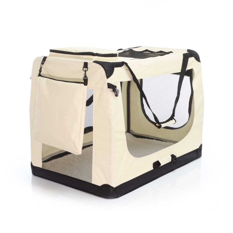 Fudajo Taitettava kuljetuslaatikko koirille ja kissoille, XXXL, 101x68x70cm, Beige