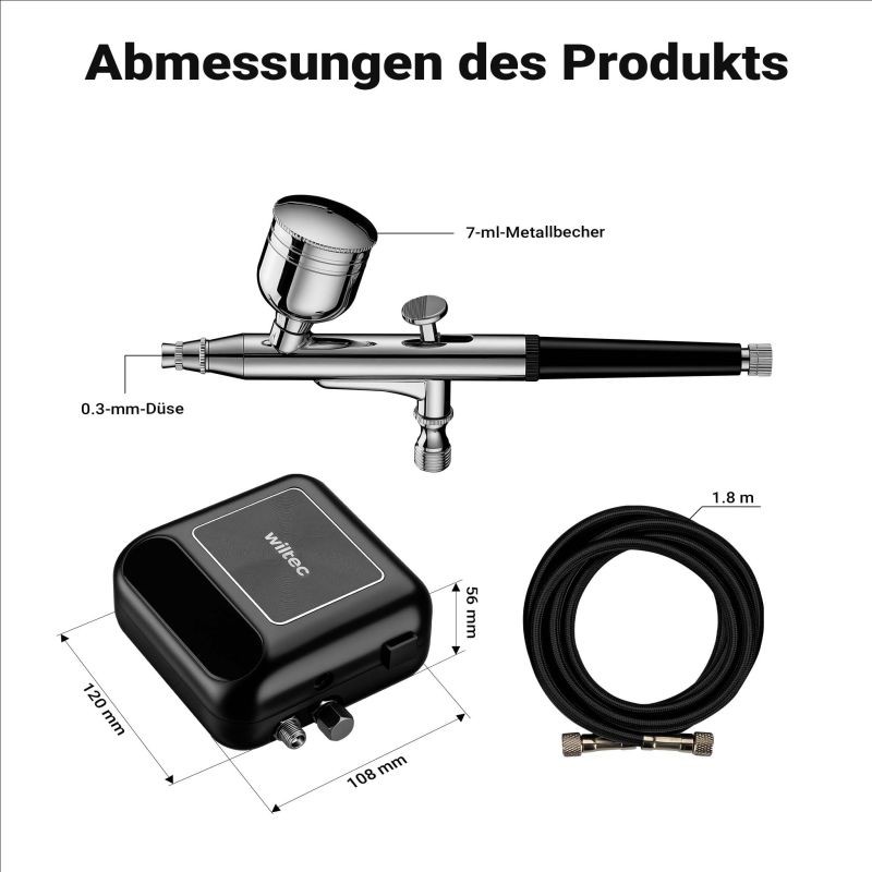 HS-A10K Airbrush-setti, 12 V kompressori ja 0,3 mm airbrush-pistooli, 2,8 bar
