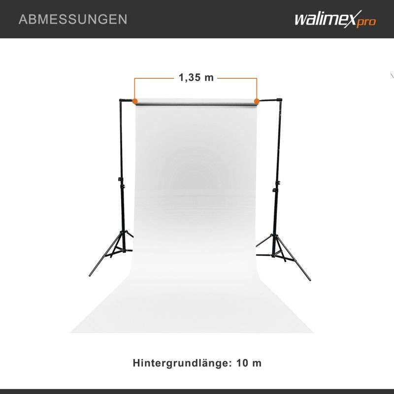 Walimex pro taustapaperi 1,35 x 10 m, valkoinen, heijastamaton