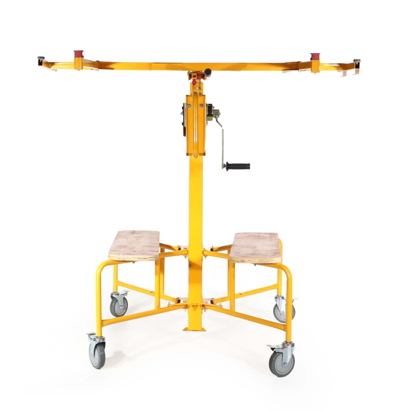 Levynnostin 75 kg, korkeus 145-350 cm, maksimileveys 2,90 m, kallistettava, 4 lukittavaa pyörää