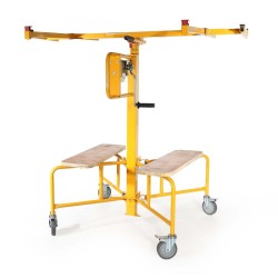 Levynnostin 75 kg, korkeus 145-350 cm, maksimileveys 2,90 m, kallistettava, 4 lukittavaa pyörää