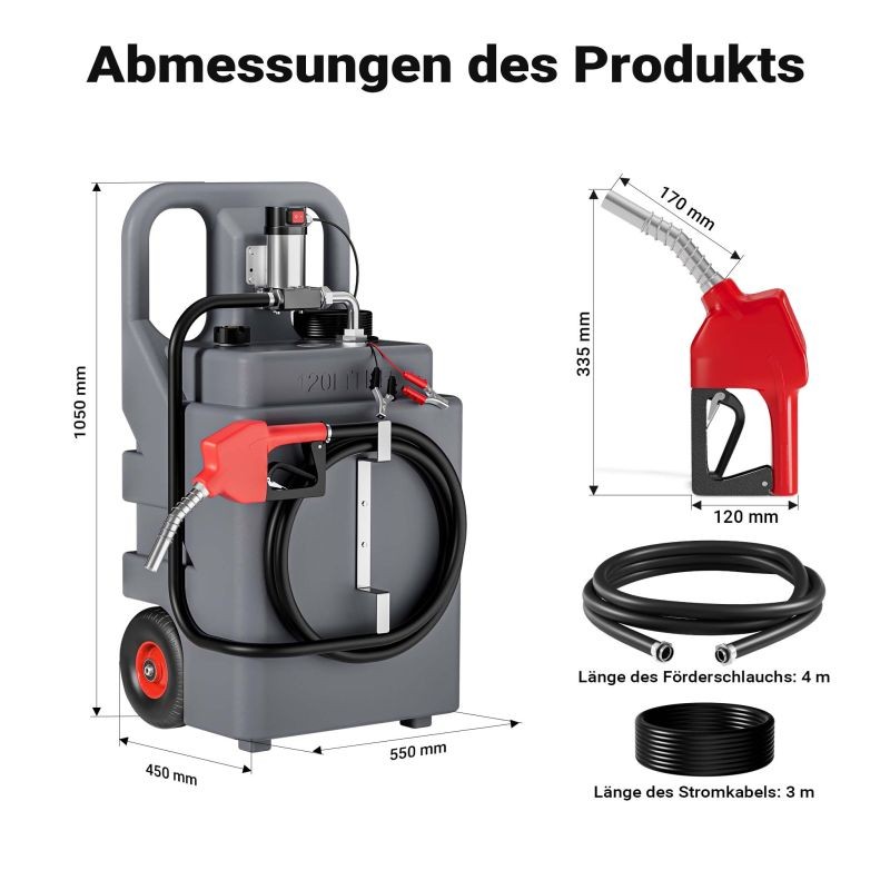 Siirrettävä dieseltankkausyksikkö 120 l, 12 V pumppu