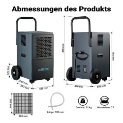 Rakennuskuivuri 50 l/vrk, 650 W, 7 l säiliö, 24 h ajastin