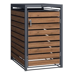 Jäteastiansuoja yhdelle jäteastialle puukuvioinen galvanoitu teräs antrasiitti lukittava 730 x 980 x 1160 mm
