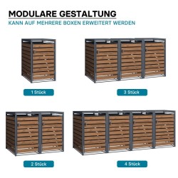 Jäteastiansuoja yhdelle jäteastialle, puukuvioinen, galvanoitu teräs, antrasiitti, lukittava, 730 x 980 x 1160 mm