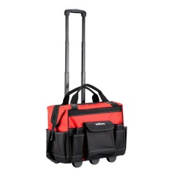 Työkalukärry pyörillä 19 lokeroa 46 x 25 x 37 cm 40 kg kantavuus punainen musta 600D polyesteri