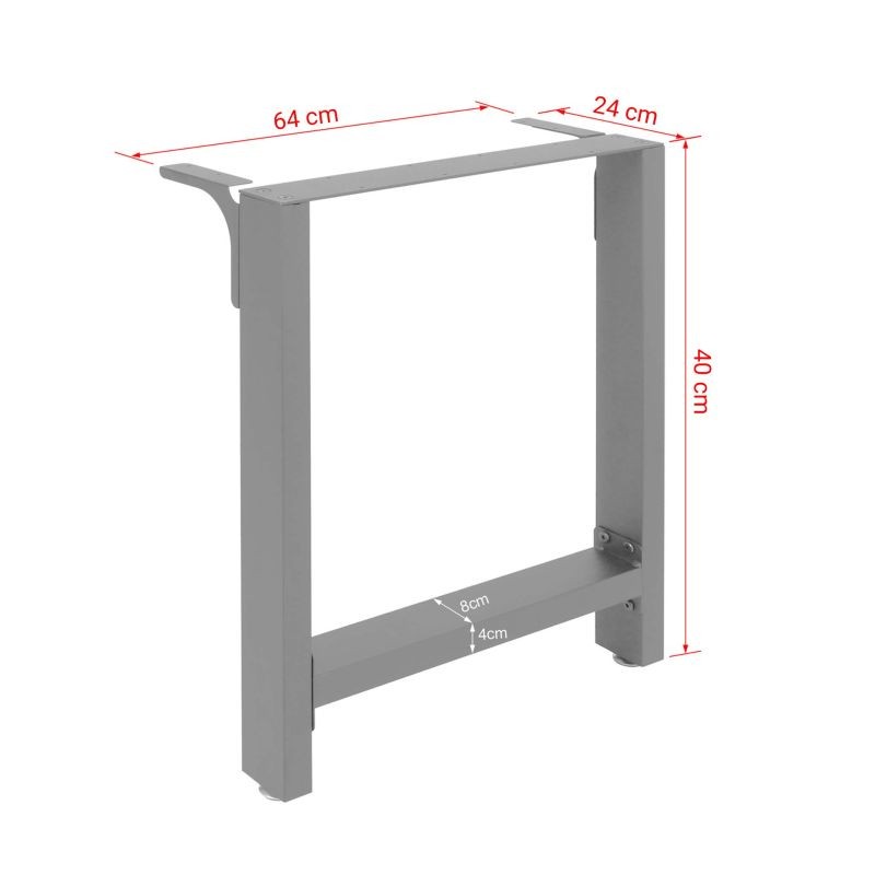 Pöydän kelkkajalat 640x240x400 mm harmaa jauhemaalattu teräs 2 kpl