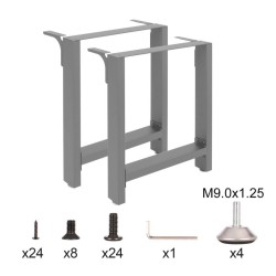 Pöydän kelkkajalat 640x240x400 mm harmaa jauhemaalattu teräs 2 kpl