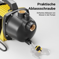 Puutarhapumppu 600 W, 2800 l/h, max. pumppauskorkeus 35 m, kantokahva ja tyhjennysruuvi