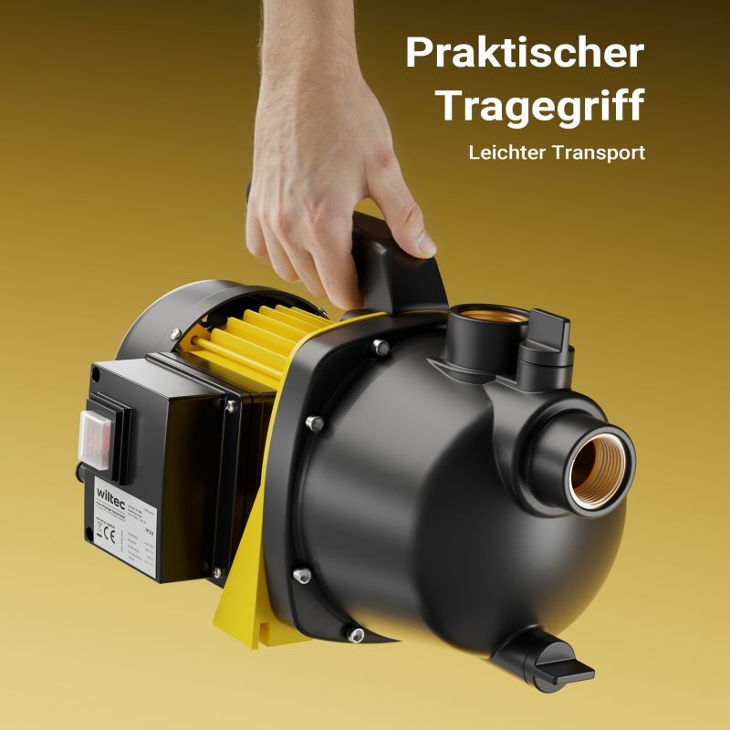 Puutarhapumppu 600 W, 2800 l/h, max. pumppauskorkeus 35 m, kantokahva ja tyhjennysruuvi